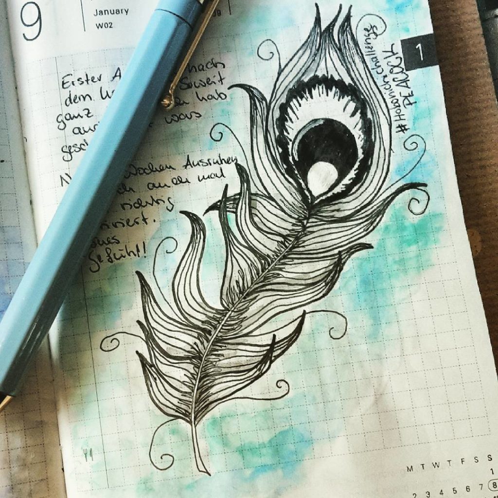 I'm really bad at drawing birds. So I just draw a feather for the #hobonichichallenge ^^


Ich war gut im Flow beim Hobonichi - mit meiner Hand hänge ich aber nun ordentlich hinterher. :/