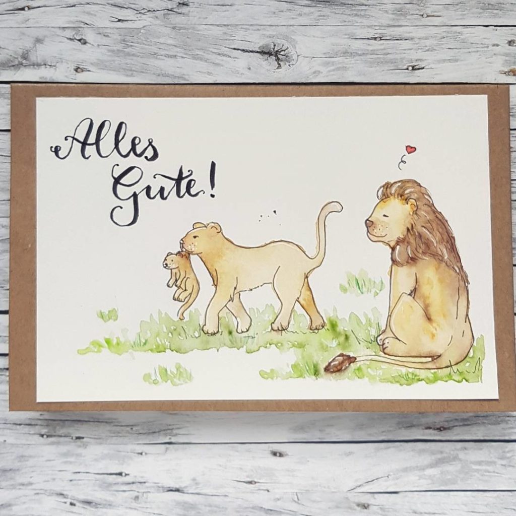 So some friend of mine became parents last week. ❤ And for wishing them good luck, I made this card. I really should draw more often. I've missed that pretty much... ^^; .
#illustration #card #cardmaking #handdrawn #aquarell #diy #watercolor #schminckewatercolor #schminckeaquarell #drawing #staedtler #lions #brushlettering #brushpen #handlettering #lettering #pentel
